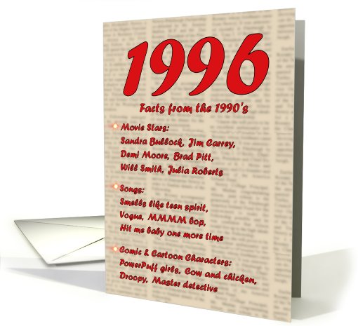 1996 FUN FACTS - BIRTHDAY newspaper print nostaligia year... (455259)