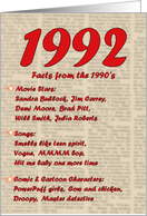 1992 FUN FACTS - BIRTHDAY newspaper print nostaligia year of birth card