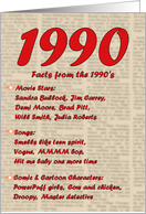 1990 FUN FACTS - BIRTHDAY newspaper print nostaligia year of birth card