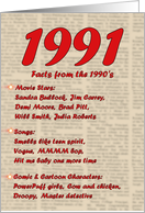 1991 FUN FACTS - BIRTHDAY newspaper print nostaligia year of birth card