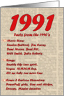 1991 FUN FACTS - BIRTHDAY newspaper print nostaligia year of birth card