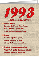 1993 FUN FACTS - BIRTHDAY newspaper print nostaligia year of birth card