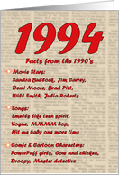 1994 FUN FACTS - BIRTHDAY newspaper print nostaligia year of birth card
