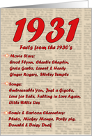 1931 FUN FACTS - BIRTHDAY newspaper print nostaligia year of birth card