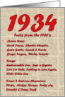 1934 FUN FACTS - BIRTHDAY newspaper print nostaligia year of birth card