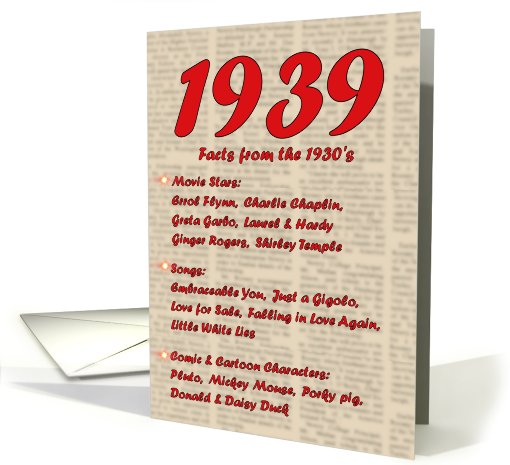 1939 FUN FACTS - BIRTHDAY newspaper print nostaligia year... (462140)