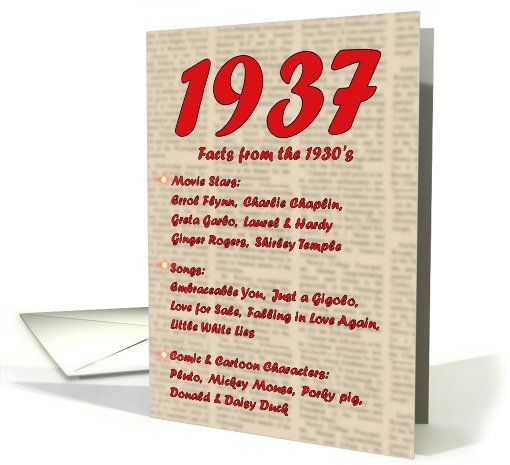 1937 FUN FACTS - BIRTHDAY newspaper print nostaligia year... (462142)
