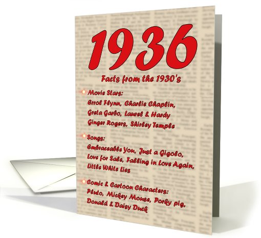 1936 FUN FACTS - BIRTHDAY newspaper print nostaligia year... (462143)