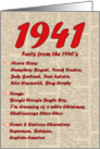 1941 FUN FACTS - BIRTHDAY newspaper print nostaligia year of birth card