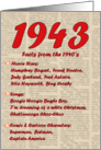 1943 FUN FACTS - BIRTHDAY newspaper print nostaligia year of birth card