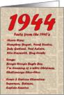 1944 FUN FACTS - BIRTHDAY newspaper print nostaligia year of birth card