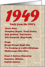 1949 FUN FACTS - BIRTHDAY newspaper print nostaligia year of birth card