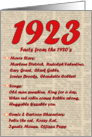 1923 FUN FACTS - BIRTHDAY newspaper print nostaligia year of birth card