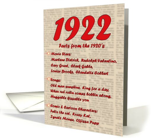 1922 FUN FACTS - BIRTHDAY newspaper print nostaligia year... (462173)