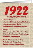 1922 FUN FACTS - BIRTHDAY newspaper print nostaligia year of birth card