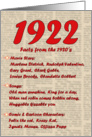 1922 FUN FACTS - BIRTHDAY newspaper print nostaligia year of birth card