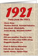 1921 FUN FACTS - BIRTHDAY newspaper print nostaligia year of birth card