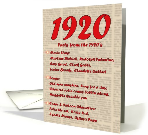 1920 FUN FACTS - BIRTHDAY newspaper print nostaligia year... (462175)