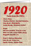 1920 FUN FACTS - BIRTHDAY newspaper print nostaligia year of birth card