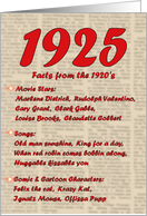 1925 FUN FACTS - BIRTHDAY newspaper print nostaligia year of birth card