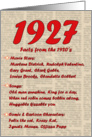 1927 FUN FACTS - BIRTHDAY newspaper print nostaligia year of birth card