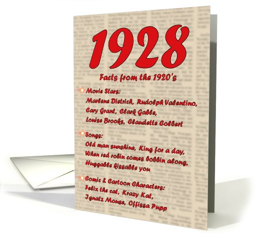1928 FUN FACTS - BIRTHDAY newspaper print nostaligia year... (462181)