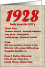 1928 FUN FACTS - BIRTHDAY newspaper print nostaligia year of birth card
