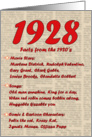 1928 FUN FACTS - BIRTHDAY newspaper print nostaligia year of birth card