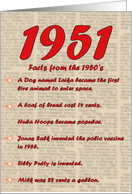 1951 FUN FACTS - BIRTHDAY newspaper print nostaligia year of birth card