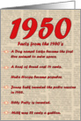 1950 FUN FACTS - BIRTHDAY newspaper print nostaligia year of birth card