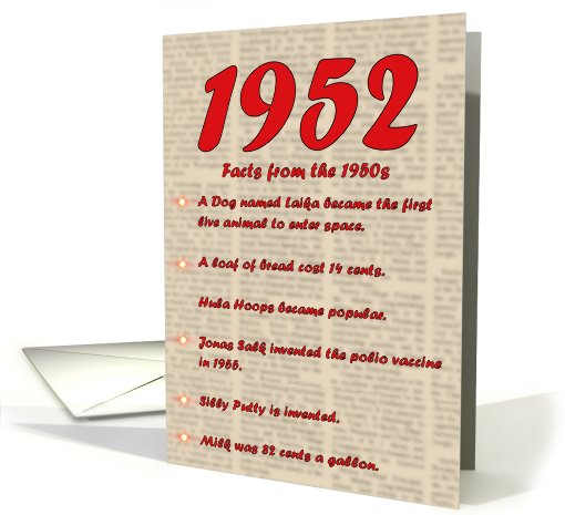 1952 Fun Facts - Birthday
 card (462191)