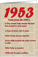 1953 FUN FACTS - BIRTHDAY newspaper print nostaligia year of birth card