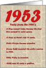 1953 FUN FACTS - BIRTHDAY newspaper print nostaligia year of birth card