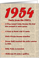 1954 FUN FACTS - BIRTHDAY newspaper print nostaligia year of birth card