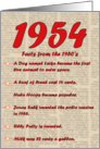 1954 FUN FACTS - BIRTHDAY newspaper print nostaligia year of birth card