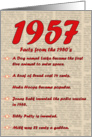 1957 FUN FACTS - BIRTHDAY newspaper print nostaligia year of birth card