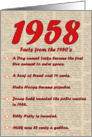 1958 FUN FACTS - BIRTHDAY newspaper print nostaligia year of birth card