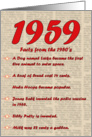 1959 FUN FACTS - BIRTHDAY newspaper print nostaligia year of birth card