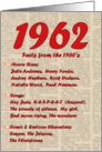 1962 FUN FACTS - BIRTHDAY newspaper print nostaligia year of birth card