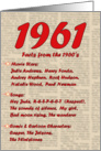 1961 FUN FACTS - BIRTHDAY newspaper print nostaligia year of birth card