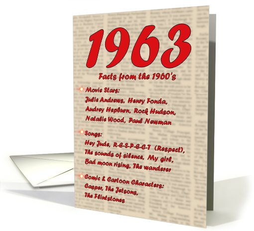 1963 FUN FACTS - BIRTHDAY newspaper print nostaligia year... (462212)