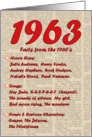 1963 FUN FACTS - BIRTHDAY newspaper print nostaligia year of birth card