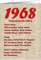 1968 FUN FACTS - BIRTHDAY newspaper print nostaligia year of birth card