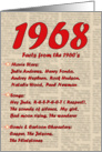 1968 FUN FACTS - BIRTHDAY newspaper print nostaligia year of birth card