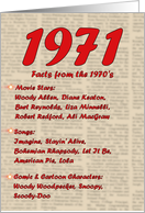 1971 FUN FACTS - BIRTHDAY newspaper print nostaligia year of birth card