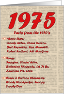 1975 FUN FACTS - BIRTHDAY newspaper print nostaligia year of birth card