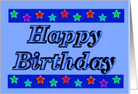 Happy Birthday - Stars - Blue card