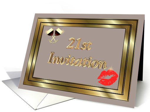 21ST TWENTY FIRST INVITATION SEXY LIPS WITH RED WINE card (529540)