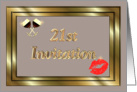 21ST TWENTY FIRST INVITATION SEXY LIPS WITH RED WINE card