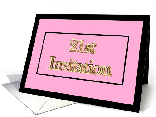 21st - 21 - Pink Gold Bling Birthday Invitation
 card (535767)
